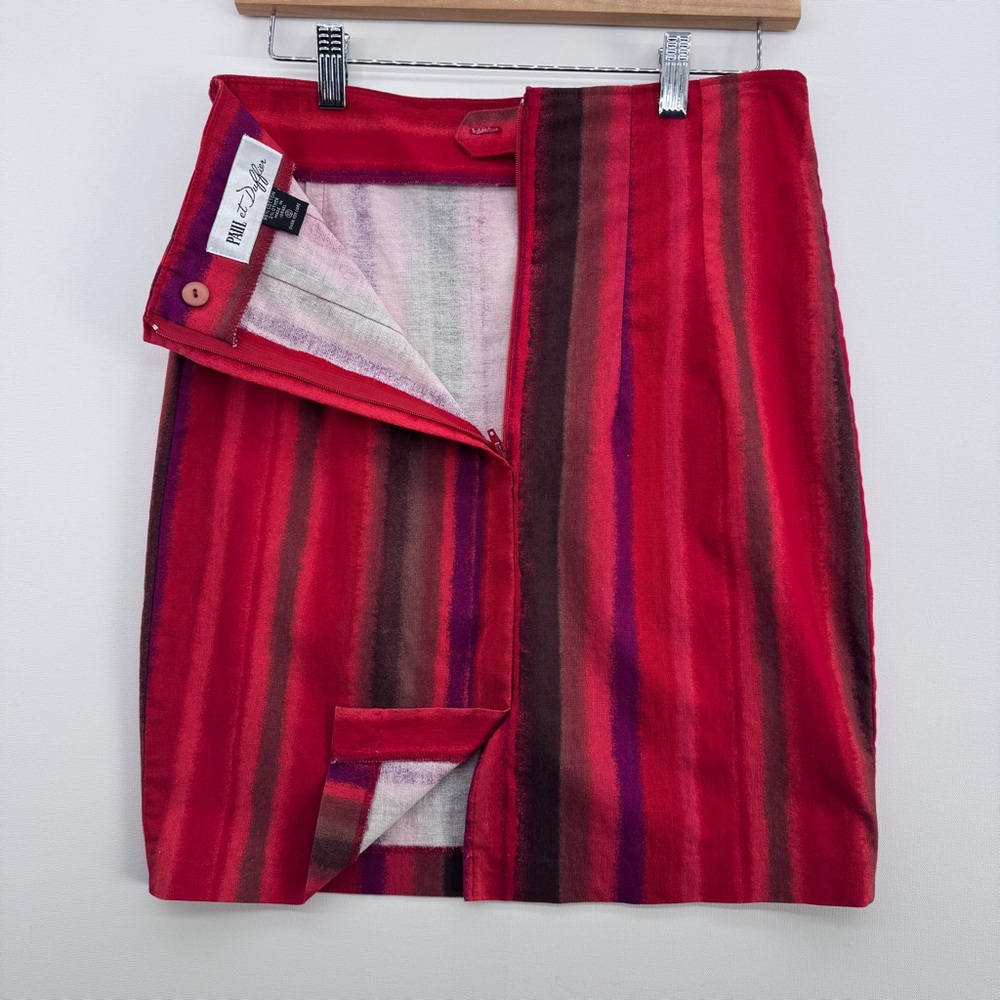 Vintage Paul Et Duffier Striped Pencil Skirt Size 10 Intellectual Power Dressing View 3